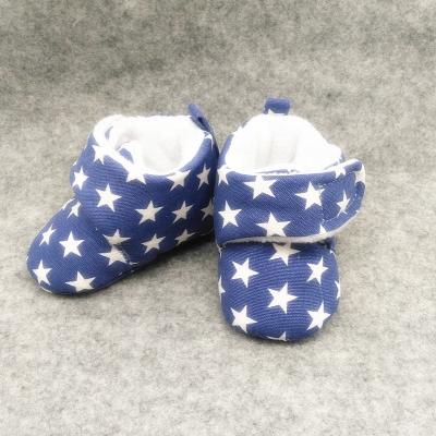 China Fashion Anti-slippery Newborn Baby Casual Sneakers Lace Up Star Style Denim Canvas Baby Shoes for sale