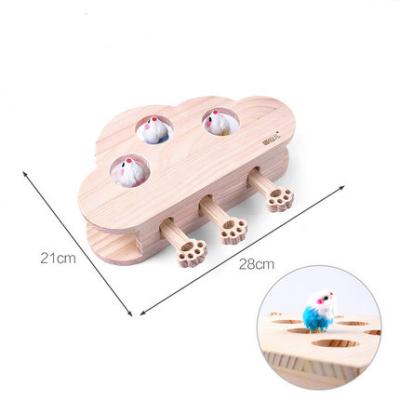 China 2020 New Design Cat Funny Toys Interactive Maze Wooden Solid Stocked Beat A Mole Mouse Game Pet Whac-A-Mole for sale