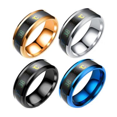 China Fashion IP67 Waterproof Mens Smart Temperature Sensing Rings Stainless Steel Rings for sale