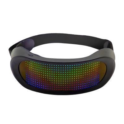 China Multi Color Changing 2021 Wholesale Customized APP Programmable Rechargeable Magic Led Emotion Glasses Party Halloween Party Glasses for sale