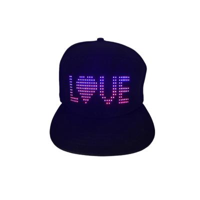 China 5 O'Clock Led Display Message Hats Custom Logo Fashionable Boy Male Illuminated Hat for sale