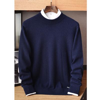 China Anti-Wrinkle 100% Pure Cashmere Mens Crew Neck Sweaters Winter Warm Sweaters Design Sweater for sale