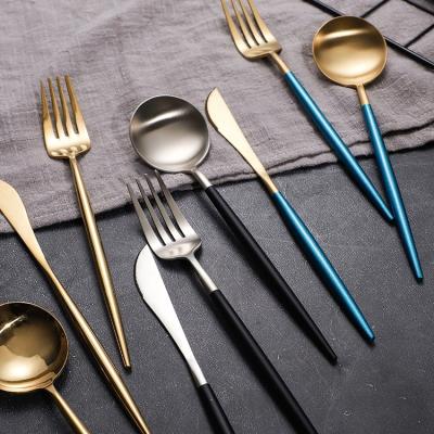 China Sustainable Guangzhou Manufacturer Eco Cutlery Set Cutlery Set Black Gold for sale