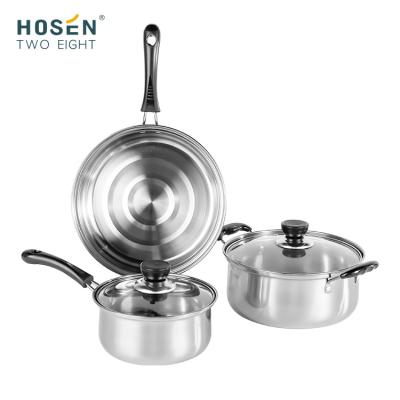 China 201/304 Stainless Steel Sustainable Stick Non Filter Stock Pots Milk Pot Wok Saute Pan Skillets Sarten Cookware Set Cooking Pots Sets for sale