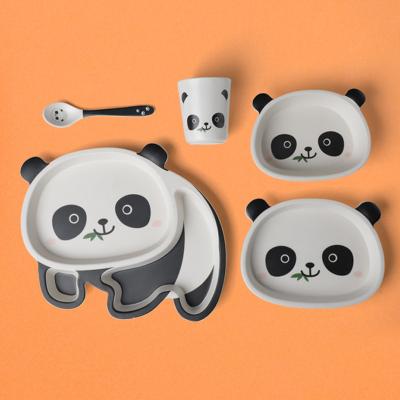 China Restaurant 5pcs Unbreakable Melamine Children Sustainable Cute Cartoon Animal, Bamboo Children's Home Fiber 5pcs Cutlery Set Good Quality for sale