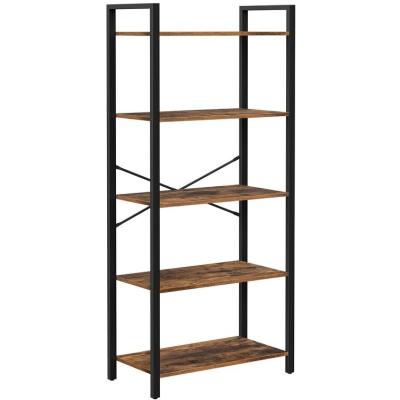 China Hot Selling Modern Metal Bookcase With 5 Shelves Multifunctional Rustic Wooden Shelf For Living Room Office Bookcase Home Room for sale