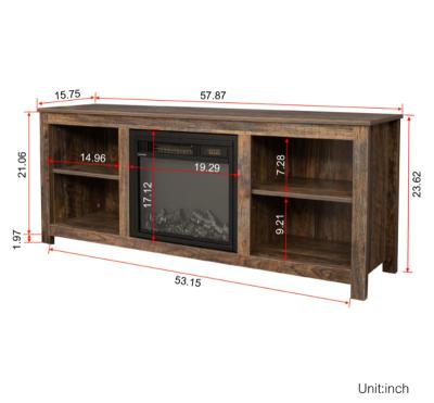 China (Size) 75inch LED TV Fireplace Adjustable Modern Wooden Stand Heater Electric Fireplace for sale