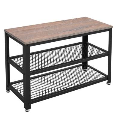 China Modern Industrial Style 3 Tier Steel Frame Shoe Bench Shoe Shelf Stable Storage Organizer for Living Room and Hallway Bathroom Hallway for sale