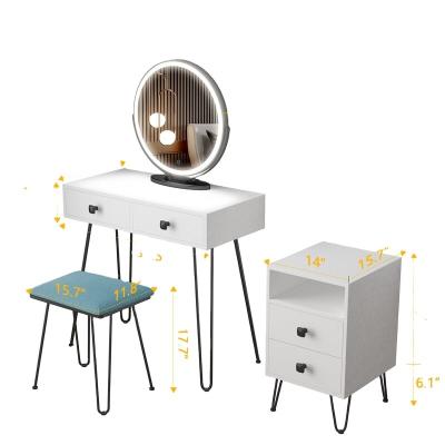 China Modern Nordic simple light luxury bedroom dresser storage cabinet dressing table girl makeup table with led light mirror for sale