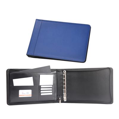 China PU/Paper/Leather+Cardboard Zipped PU Leather 7 Ring Binder For Checkbook Office Use for sale