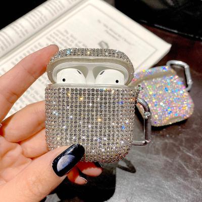 China Luxury Cute Wireless Earphone Accessories 3D Bling Diamonds Hard Case For Airpods 3 2 1 Protective Filling Bag for sale