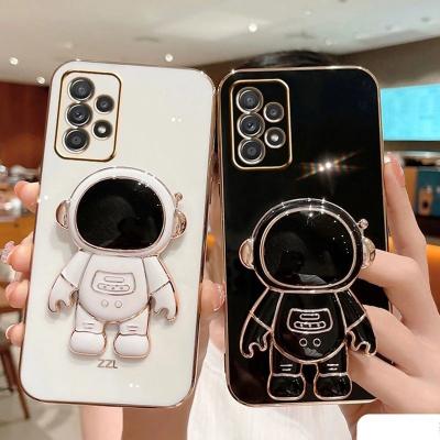 China Shockproof 3d Stereo Astronaut Bracket Apply To Samsung S23 Mobile Phone Shell S21 Ultra Plated Astronaut A71 for sale