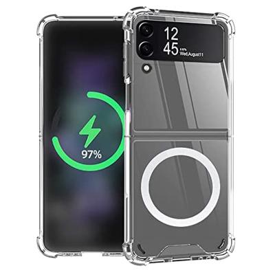 China Shockproof Luxury Clear Silicone Magnetic Case For Samsung Galaxy Z Flip 4 5G Magsafe Charging Cover For Samsung Z Flip 3 Flip4 Funda for sale