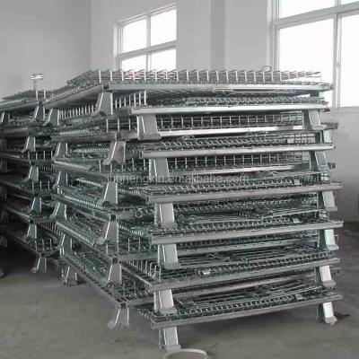 China Good Viable Warehouse Collapsible Iron Storage Cage Wire Mesh Containers for sale