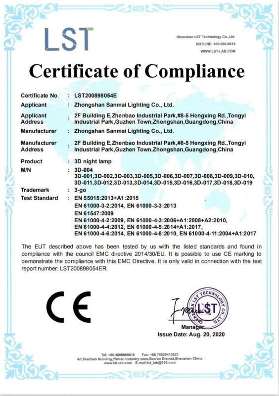 CE - Zhongshan Sanmai Lighting Co., Ltd.