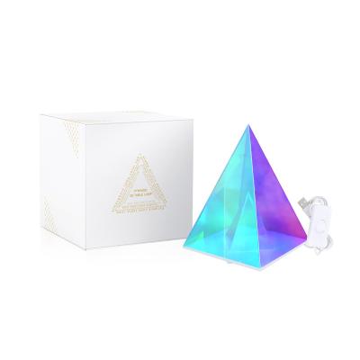 China Wholesale Multicolor Contemporary Acrylic Bedside Modern Bedroom Bedside Light Triangle Pyramid Night Table Lamps for sale