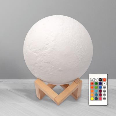 China Amazon Hot Selling Modern 3D Printing Moon Light Led Moon Lamp Table Lamp 15cm 16 Color Touch Dimmable Remote Control Switch for sale