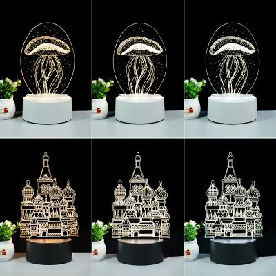 China Modern Wholesale 3D Effect Desk Lamp Kids 3D Night Table Light Led Lamp With Switch Button for sale