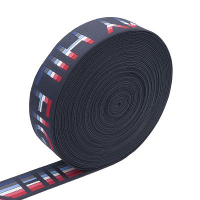 China Custom elastic designer waistband underwear foldover elastic band logo polyester elastic roll for sale