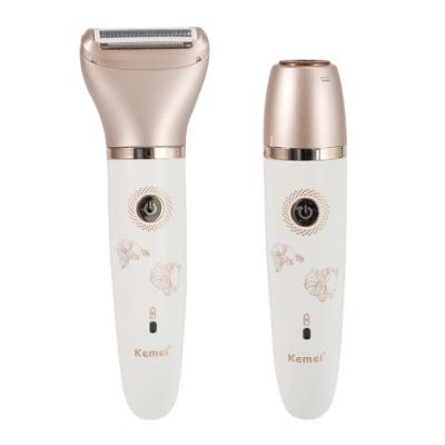 China Kemei KM-1632 Car Epilater 2 in 1 Lady Body Scraping Shaver Lady Body Scraping Shaver Female Waterproof Hair Remover for sale