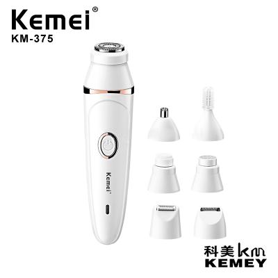 China KEMEI Outdoor KM-375 7 in 1 Multifunctional ABS Material USB Rechargeable Ladies Shaver for sale