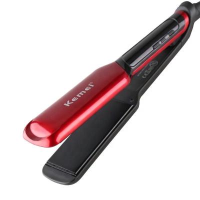 China Elegant Family Kemei Hair Straightener Dedicated Electric Hair Straightener and Curling Iron with LCD Screen for sale