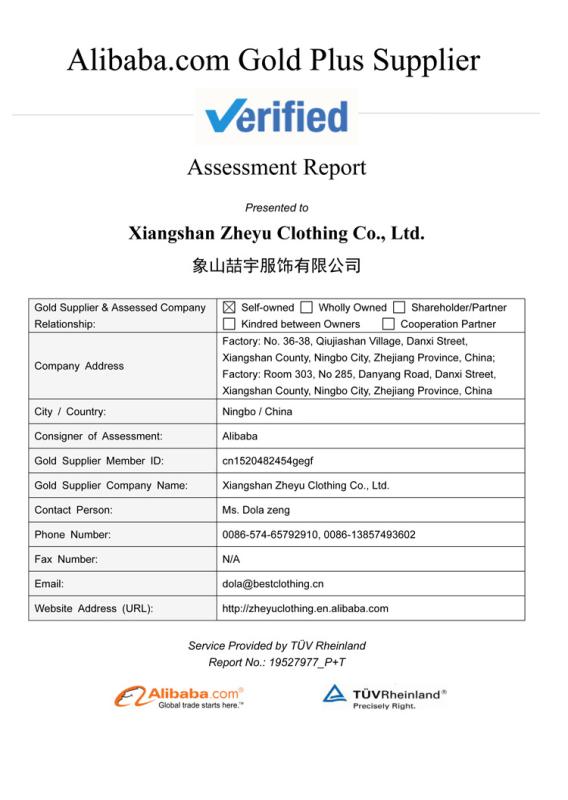 Verified China supplier - Xiangshan Zheyu Clothing Co., Ltd.