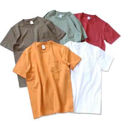 China Bulk Anti-Wrinkle Mens Pocket T-shirt Manufacturer Cotton White O Neck Wholesale Heavy T-Shirt Latest for sale