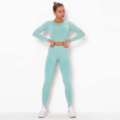 China Running Sports Yoga Sets Autumn And Winter Yoga Fitness Wear Active Seamless QUICK DRY Women Long Sleeve for sale