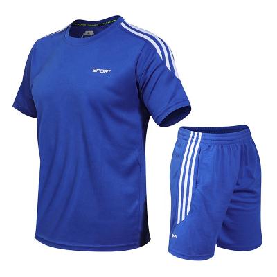 China 2022 QUICK DRY Men's Sport Sets Lightweight Football Suits Moisture Wicking Basketball Clothing Leisure Mesh Running T-shirts Active Shorts for sale