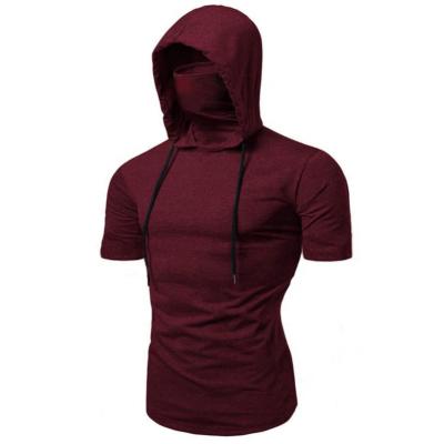 China QUICK DRY Men's T-shirt With Face Mask Fashion Cover Gym T-shirt Tight Fit Tee For Sports Running for sale