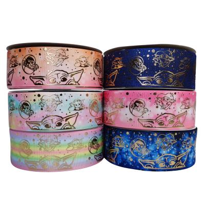 China New 2 inch 50mm viable gold foil printed with grosgrain ribbon cheer ribbon for sale