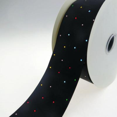 China DHL viable shipping new free design 3 inch 75mm rhinestone printed grosgrain ribbon rainbow for sale