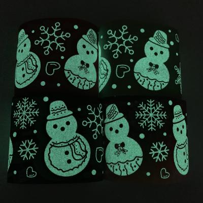 China Viable 75mm Wide 3 Inch Grosgrain Christmas Snowman Glow In The Dark Ribbon Boutique Free Shipping for sale