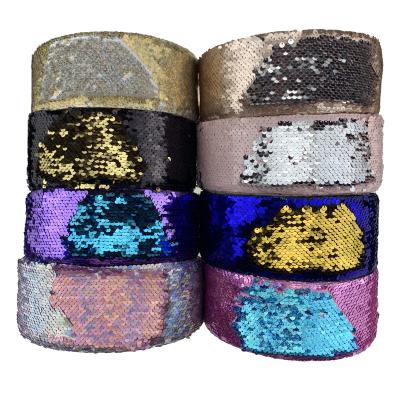 China Sustainable 75mm Reversible Sequin Ribbon Many Colors For You Choose Sequin Ribbon For Hairbows DIY for sale