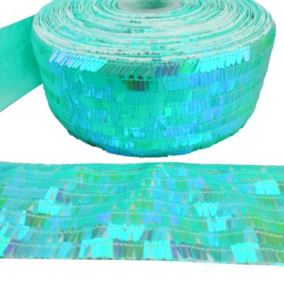 China 2021-2022 viable newes sequin ribbon 75MM sequin ribbon new in stock many colors for for hair bows for sale