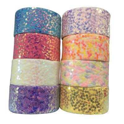 China 75mm Viable Flower BOCA 3 Reversible Sequin Ribbon For Hair Bows Decoration, Many Colors For You Choose for sale