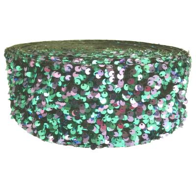 China Iridescent Purple / Turquoise 3 Inch 75mm Velvet Sequin Fabric Ribbon Viable For Choose From 25 Yards / Lot for sale