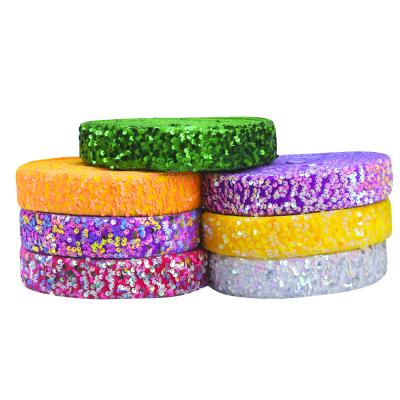 China New viable 1.5 inch38mm color rainbow sequin with velvet ribbon for DIY carfts for sale