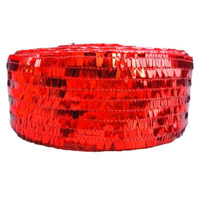 China New Viable Sequin 3 Inch 75mm Bling Red Bling Sequin With Fabric Ribbon For Christmas for sale