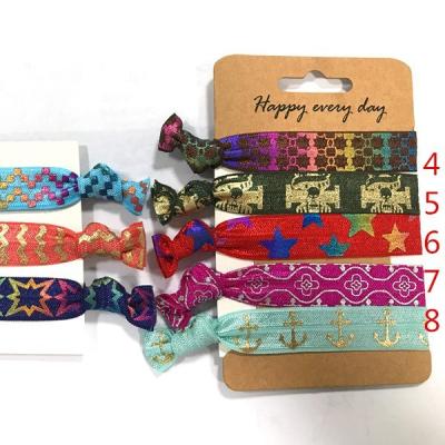 China Eco-friendly Elastic Hair Ties ENEMY Wristband Tie Hair Ribbon Custom Printing Hair Bands for sale