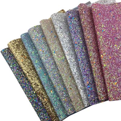 China Viable 75mm 3 Inch Chunky Glitter Glow in Dark Fabric and Faux Leather for DIY Accessories for sale