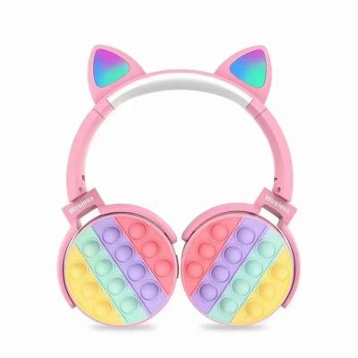 China Hot Headset Earphone Show New Stirring Bubble Cat Ear Headset Antistress Toy Cute Person Toys Head-mounted Wireless BT Earphone Stereo Earphone for sale