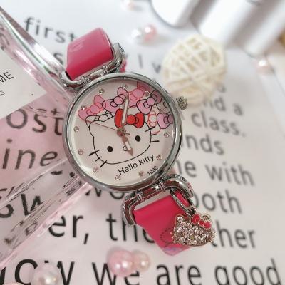 China 2021 small diamond three needle ornamented little three needle hellokitty cartoon inlaid kids watch for girls for sale