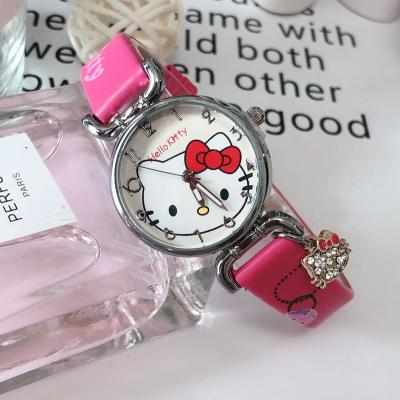 China Small Best Selling Hellokitty Small Cartoon Three Hands Three Hands Watch For Kids Children Diamond Hellokitty Pendant Decorated Watches for sale