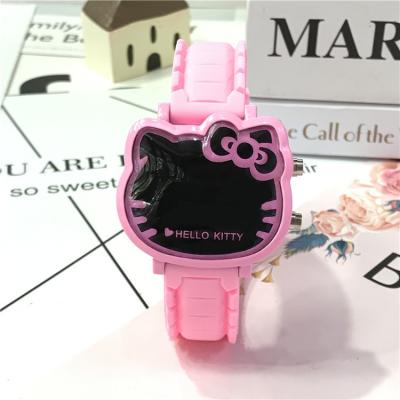 China Cute beautiful hot digital day/date kitty kawai day/date hello children watch LED cartoon watch for kids for sale