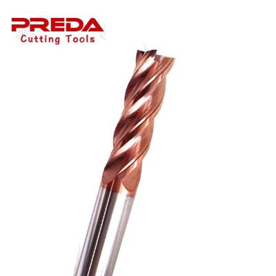 China Cutting Machine CNC Cutter 4 Flutes TiSiN Coated HRC55 Square Carbide End Mill for sale