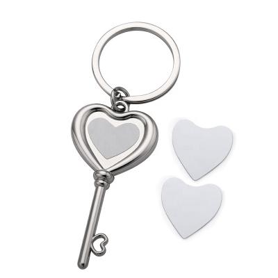 China Metal Heat Transfer Love Heart Customized Metal Key Chain For Sublimation for sale