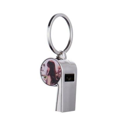 China Metal Customized Blank Metal Key Whistle Key Chain For Sublimation for sale