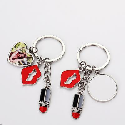 China Custom Metal Sublimation Mental Lipstick Key Chain Masks For Dye Printing for sale